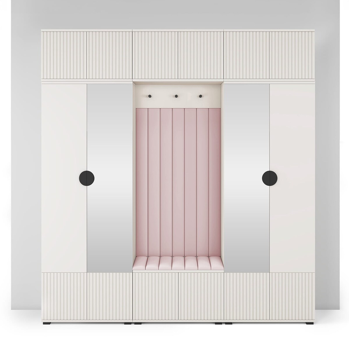 Garderoba frezowana z lustrami Ritmo wersja 3 panele Trinity 19 kaszmir