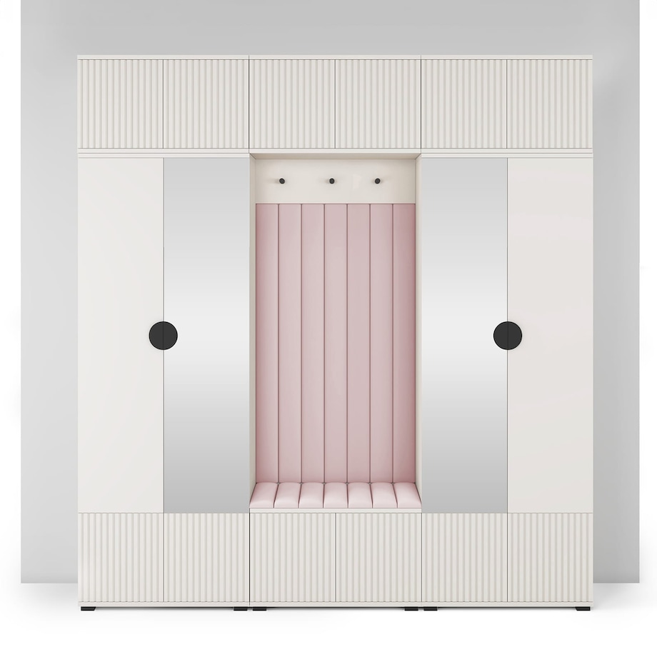 Garderoba frezowana z lustrami Ritmo wersja 3 panele Trinity 19 kaszmir