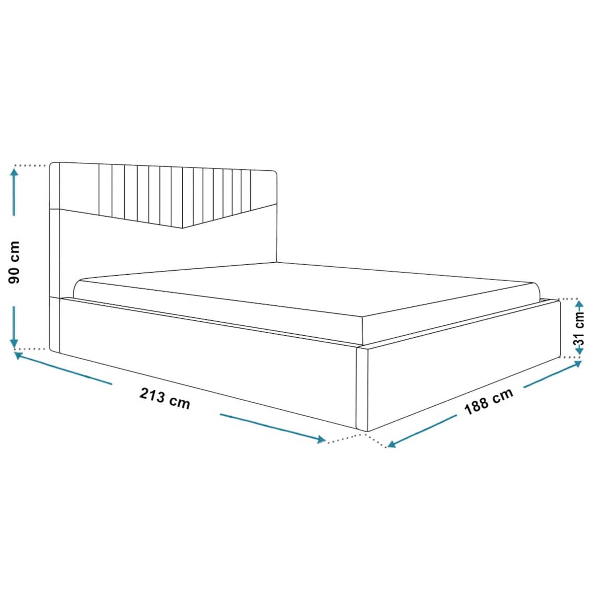 Łóżko sypialniane 180x200 OLDO 7 z pojemnikiem- granatowe