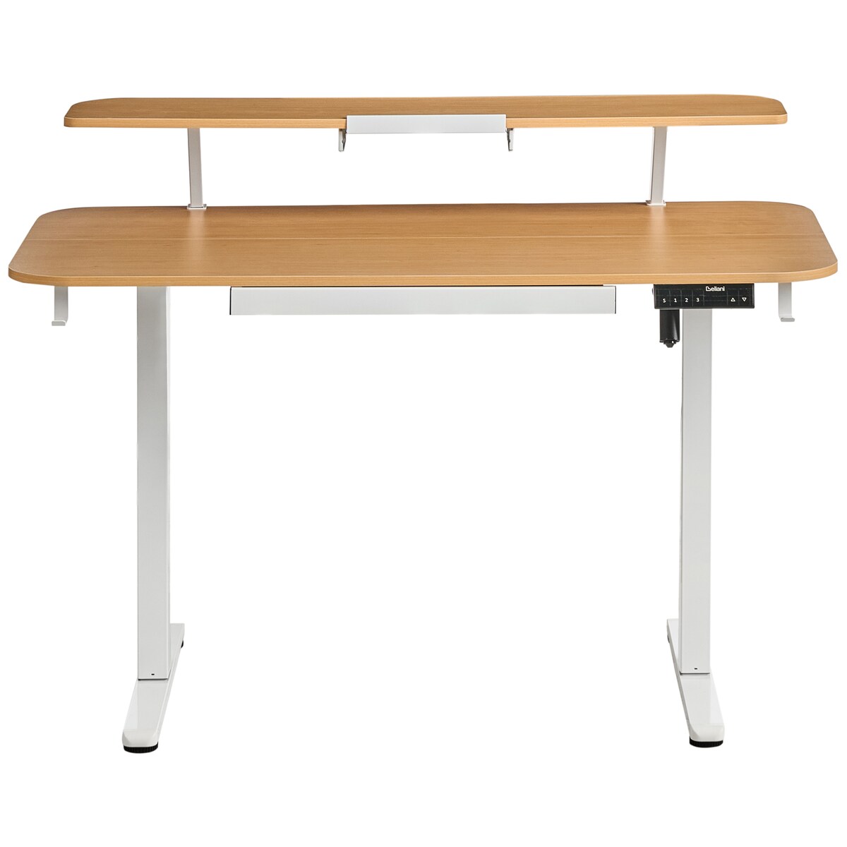 Biurko regulowane elektrycznie WILBANKS Jasny brąz/ biały 120 cm 60 cm Z portem USB