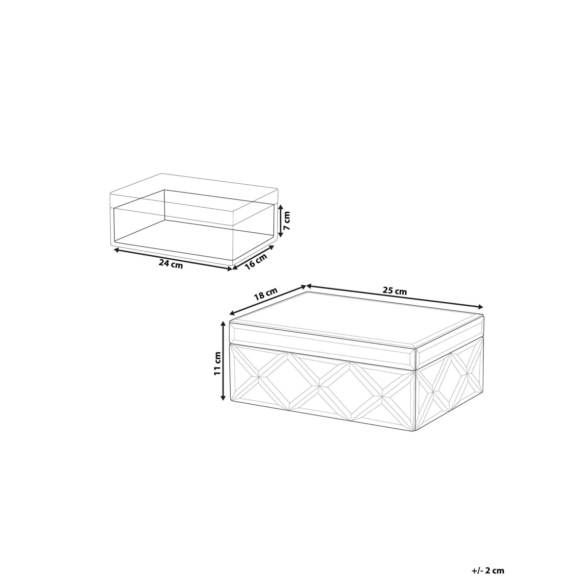 Szkatułka na biżuterię lustrzana srebrna GORRON