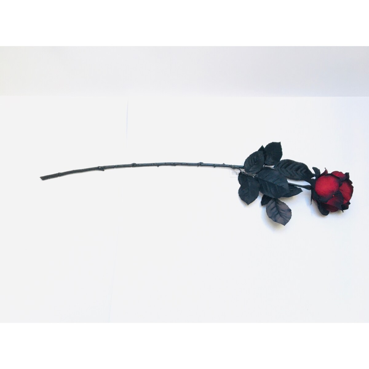 ŁODYGA RÓŻA Z BROKATEM czerwono czarna liść do flakonu wazonu święta 65cm