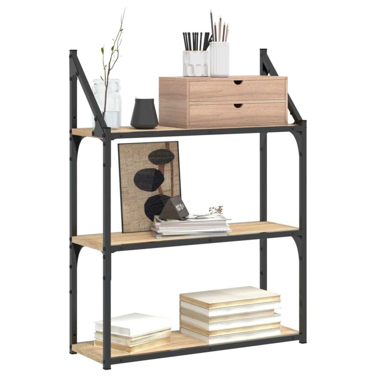 vidaXL Regał ścienny z 3 półkami, dąb sonoma, 60x21x78,5 cm