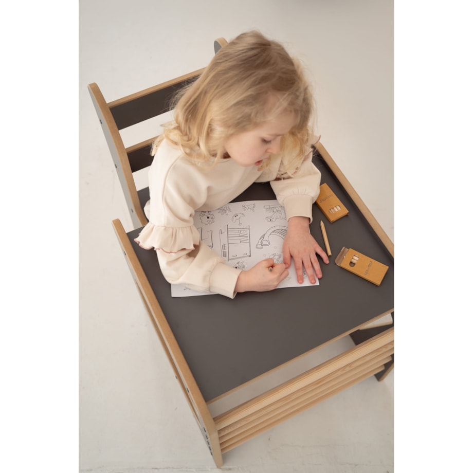 Kostka Wielozadaniowa + krzesełko - szara