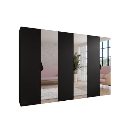 Szafa uchylna z lustrem Sandi 2 300 (3X100) wys 202 cm Czarny + u Czarny