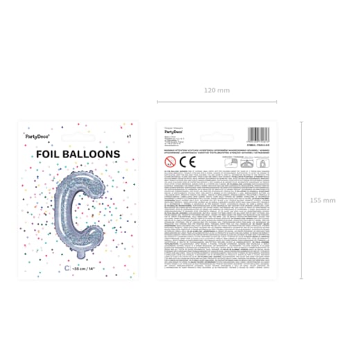 Balon foliowy Litera ''C'', 35cm, holograficzny