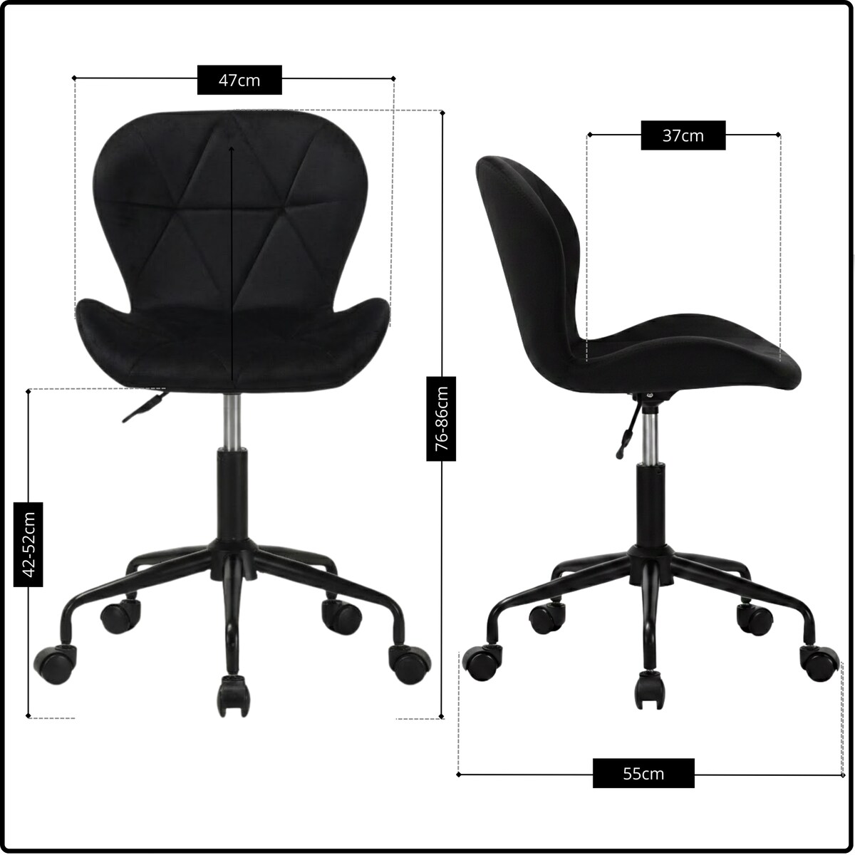 Fotel biurowy krzesło obrotowe do biurka ucznia gabinetu regulowane czarne welurowe