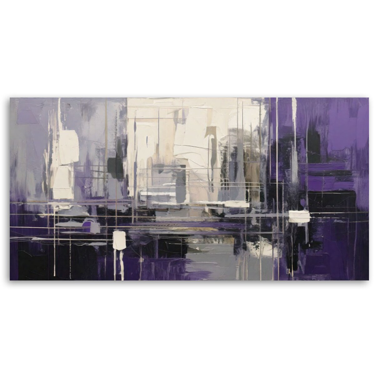 Feeby Obraz do salonu, Abstrakcja Geometryczna Fiolet 100x50