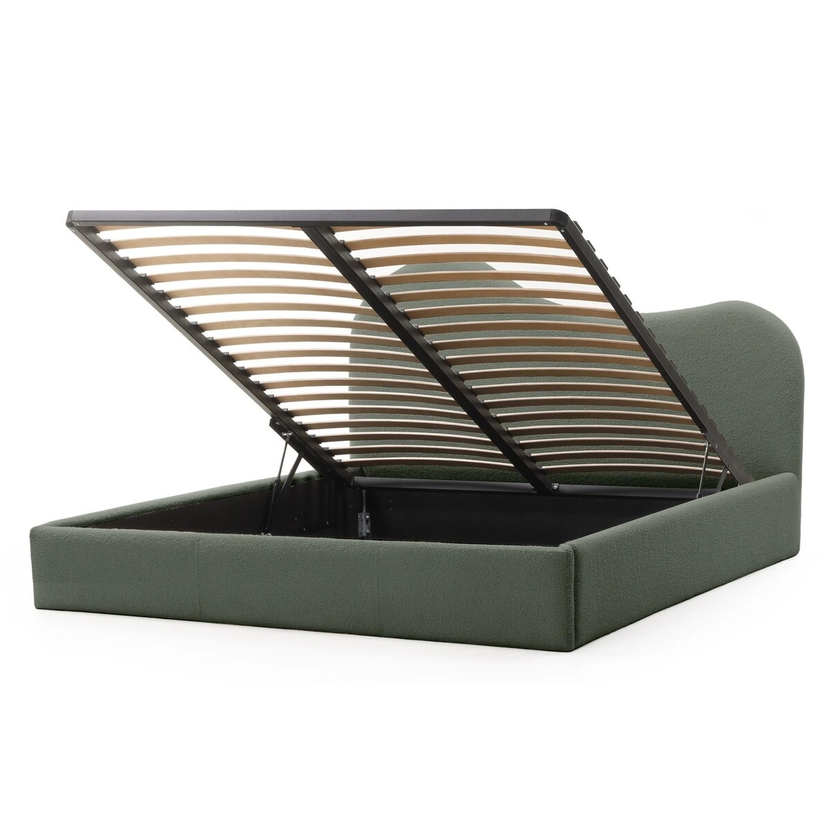 Łóżko tapicerowane 160x200 cm ciemnozielone bouclé Vibo
