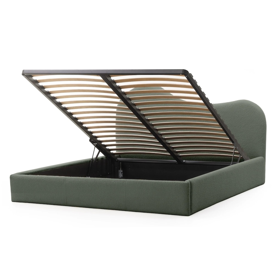 Łóżko tapicerowane 160x200 cm ciemnozielone bouclé Vibo