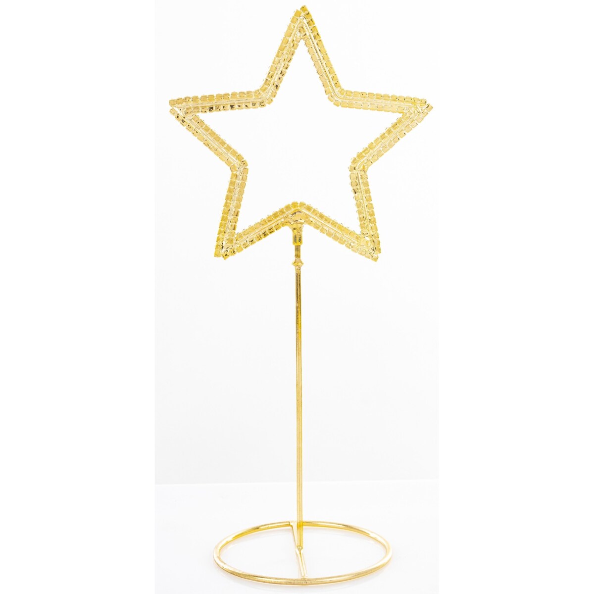 Dekoracja - 2 szt. stojąca GWIAZDA 22x10x7,5 cm na złotej podstawce
