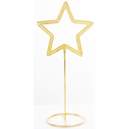 Dekoracja - 2 szt. stojąca GWIAZDA 22x10x7,5 cm na złotej podstawce
