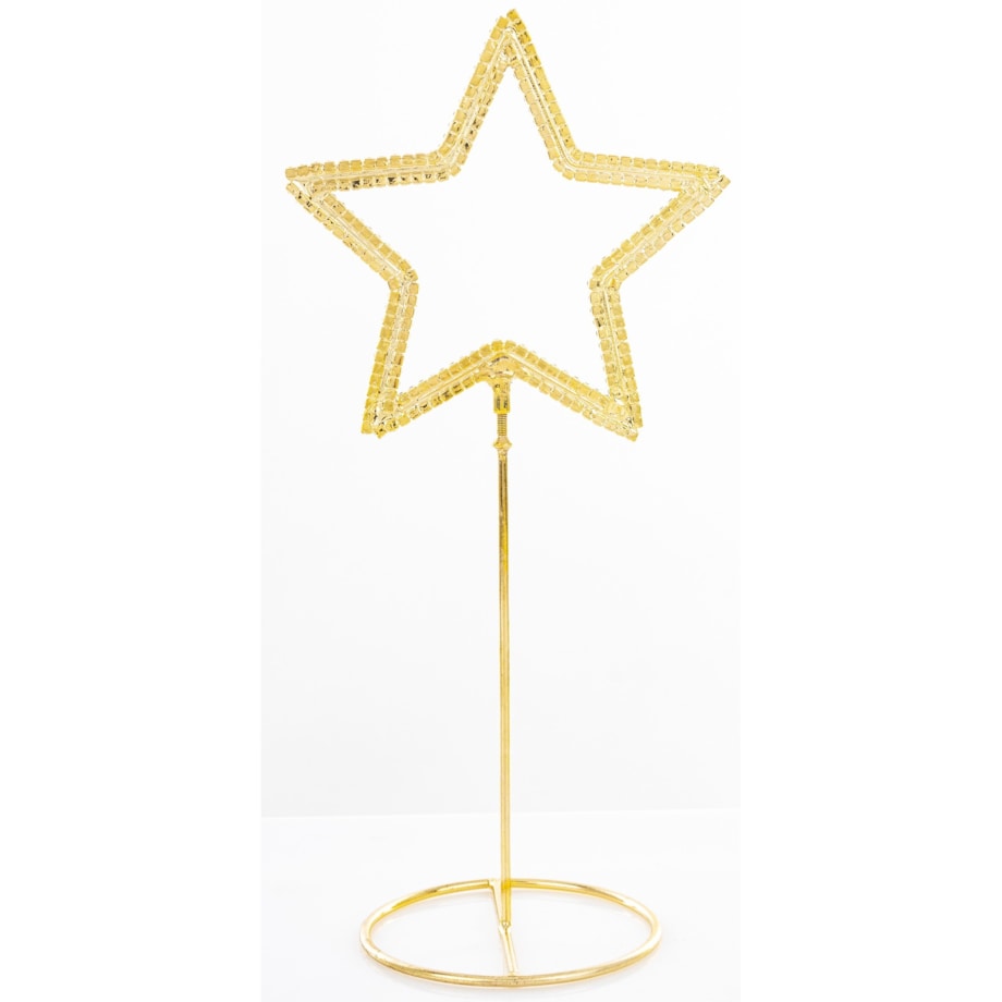 Dekoracja - 2 szt. stojąca GWIAZDA 22x10x7,5 cm na złotej podstawce
