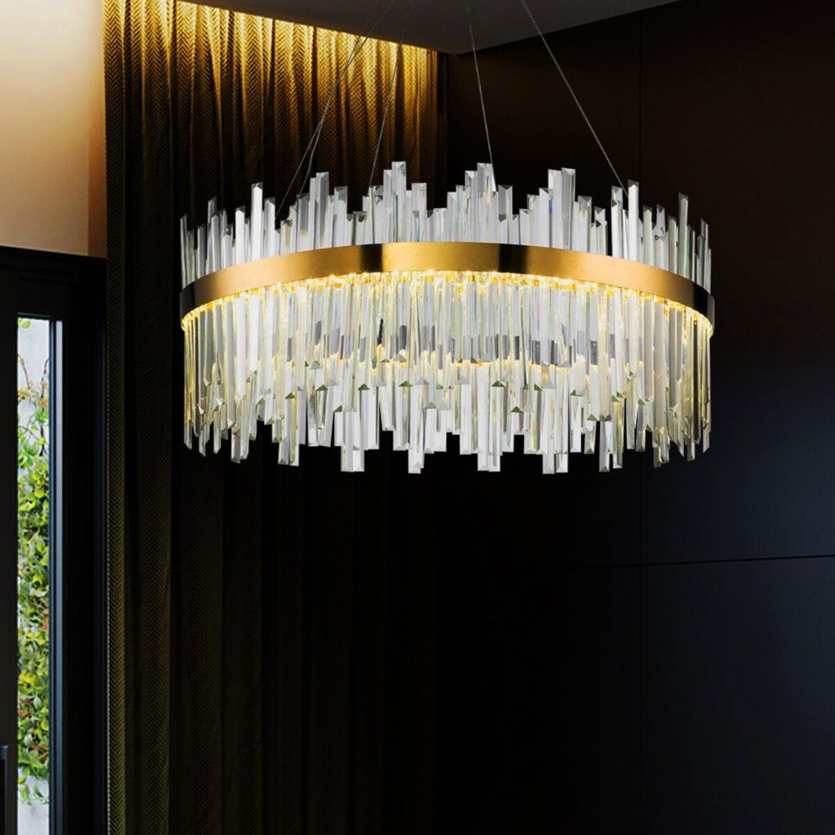 Lampa sufitowa wisząca kryształowa LED APP1515-CP60 Złota