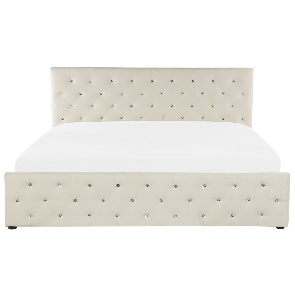 Łóżko z pojemnikiem welurowe 180 x 200 cm beżowe AMIENS