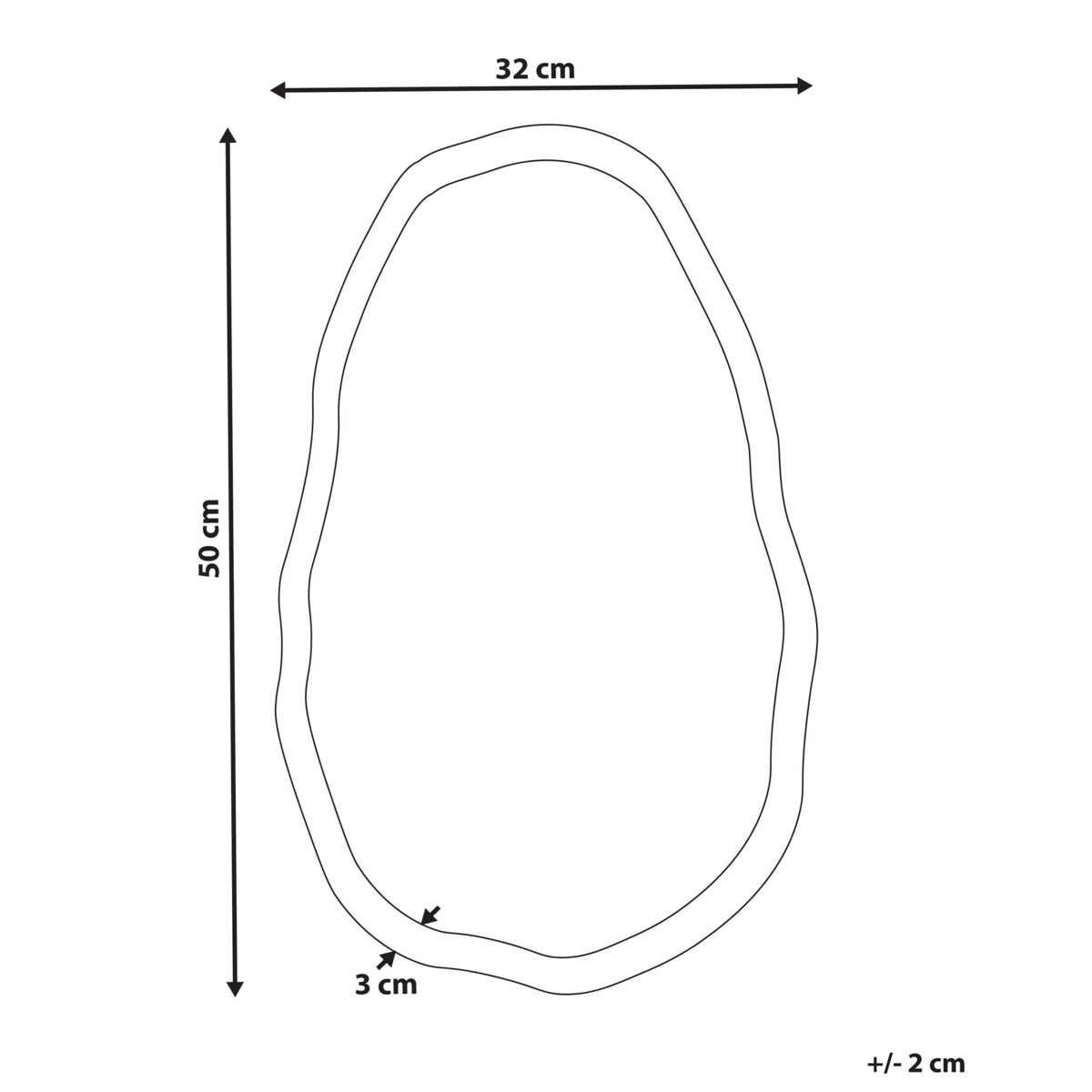 Lustro ścienne 50 x 32 cm złote DAMOH