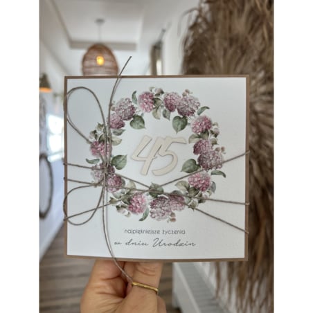 Ręcznie robiona kartka na 45 urodziny