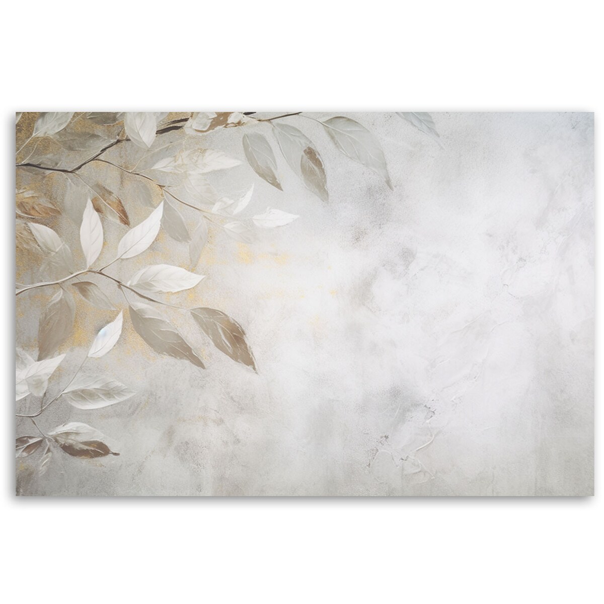 Abstrakcja Obraz do salonu sypialni kuchni Beżowe liście gałązki natura beton boho 120x80