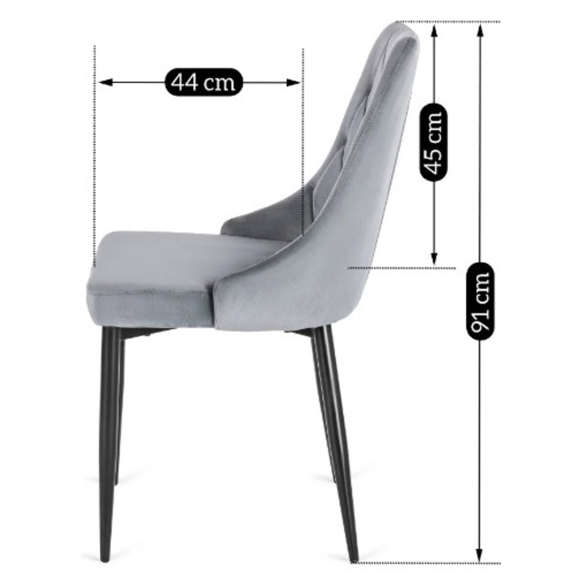 Krzesło Tapicerowane Welur Do Salonu Jadalni Nowoczesne Velvet Szare CORK