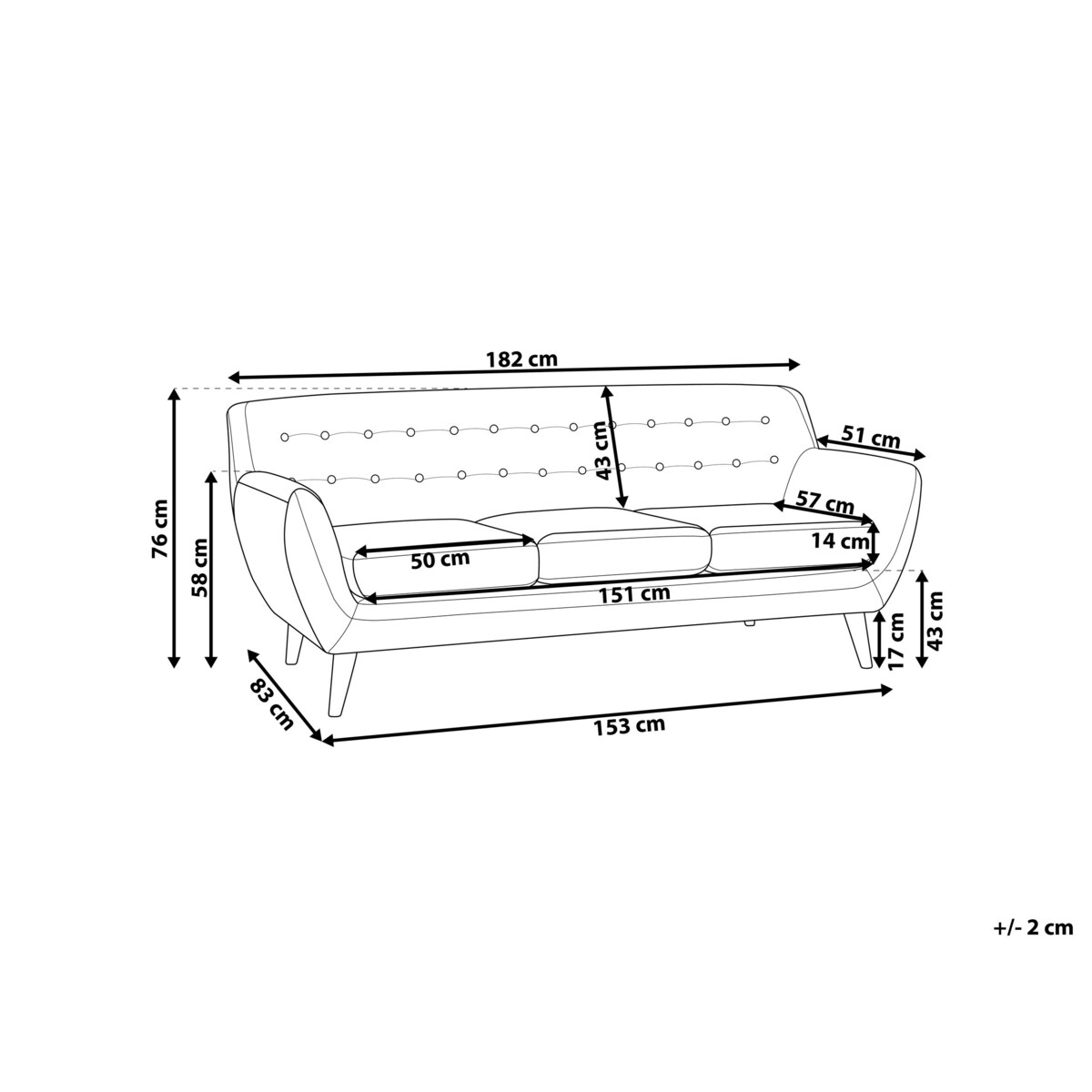 Sofa 3-osobowa beżowa MOTALA