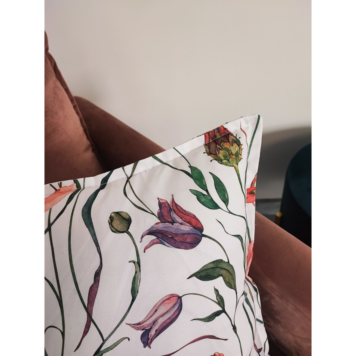 Dekoracyjna poszewka bawełniana w kwiaty