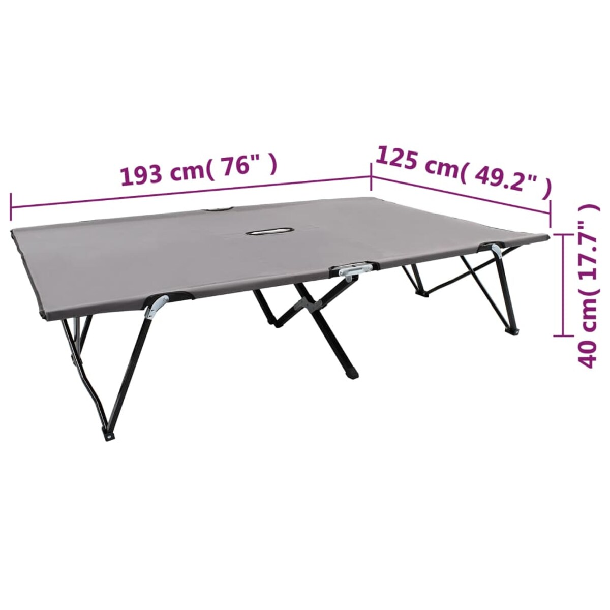 vidaXL Dwuosobowy leżak, składany, szary, stal