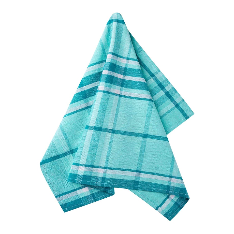 Bawełniana Ścierka Kuchenna Ręcznik 45 x 65 Turkusowa Kratka Bawełniana