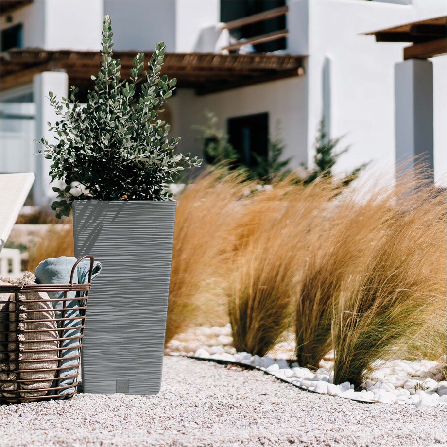 Doniczka Donica Ogrodowa 34,5 Cm Kwadratowa Na Taras Do Ogrodu Domu Szara