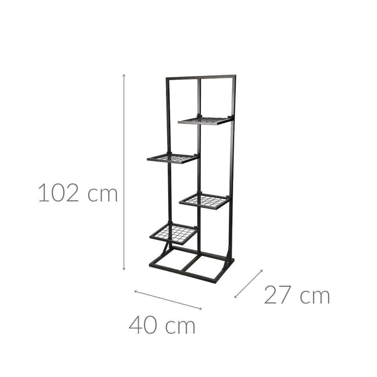 Stojak na kwiaty metalowy, wysoki, 4 miejsca, 40 x 27 x 102 cm