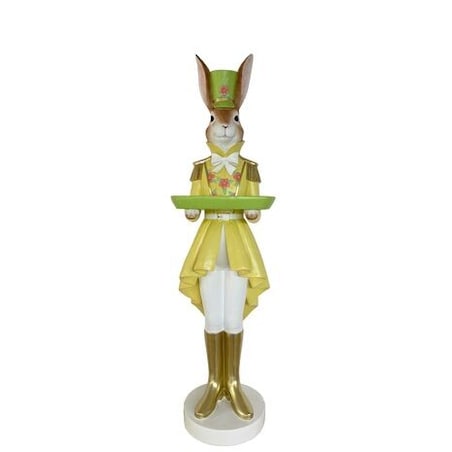 Duża figurka - króliczka w złotym mundurku 127x32x28 cm z zieloną tacą