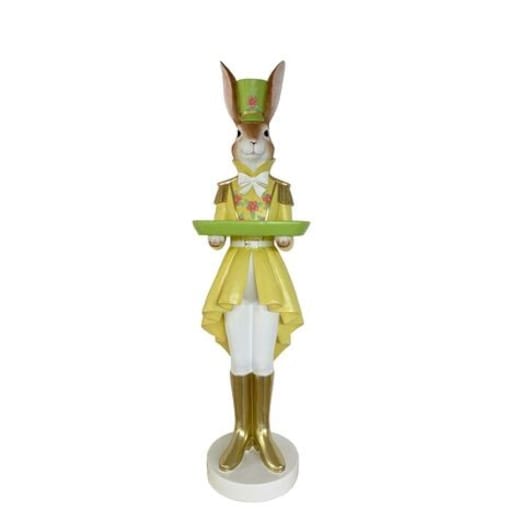 Duża figurka - króliczka w złotym mundurku 127x32x28 cm z zieloną tacą
