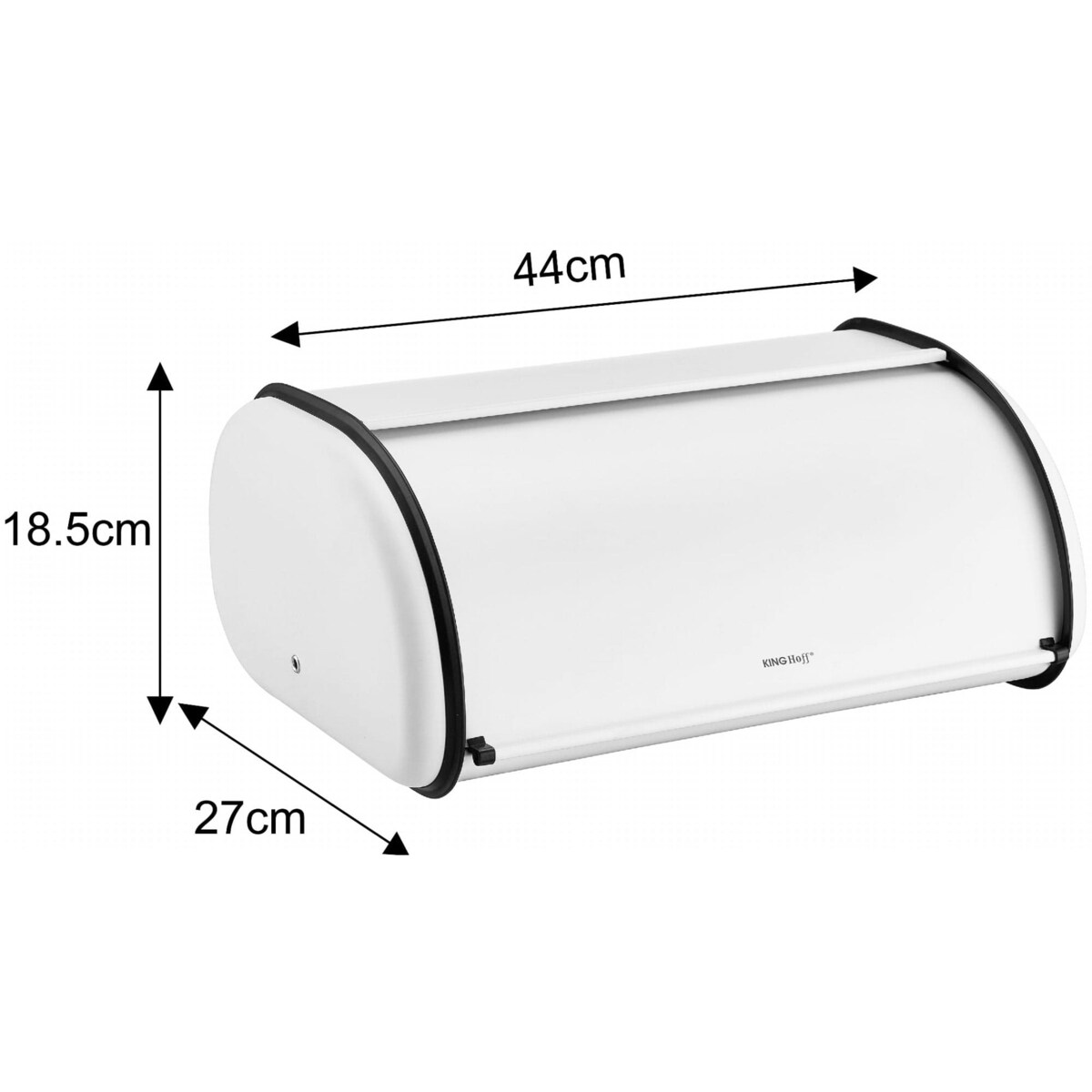 Chlebak stalowy duży 44cm biały matowy pojemnik na chleb pieczywo bułki KINGHOFF