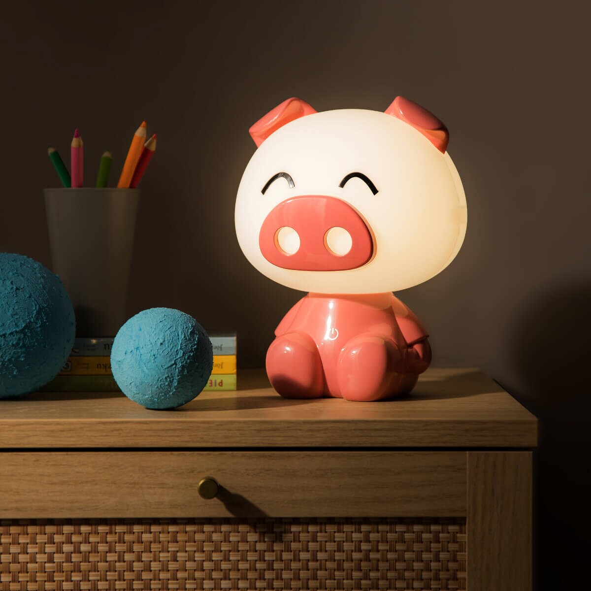 Lampka nocna dziecięca na stolik Pig KDR-603B-PK Zumaline LED 3W 4000K biała różowa