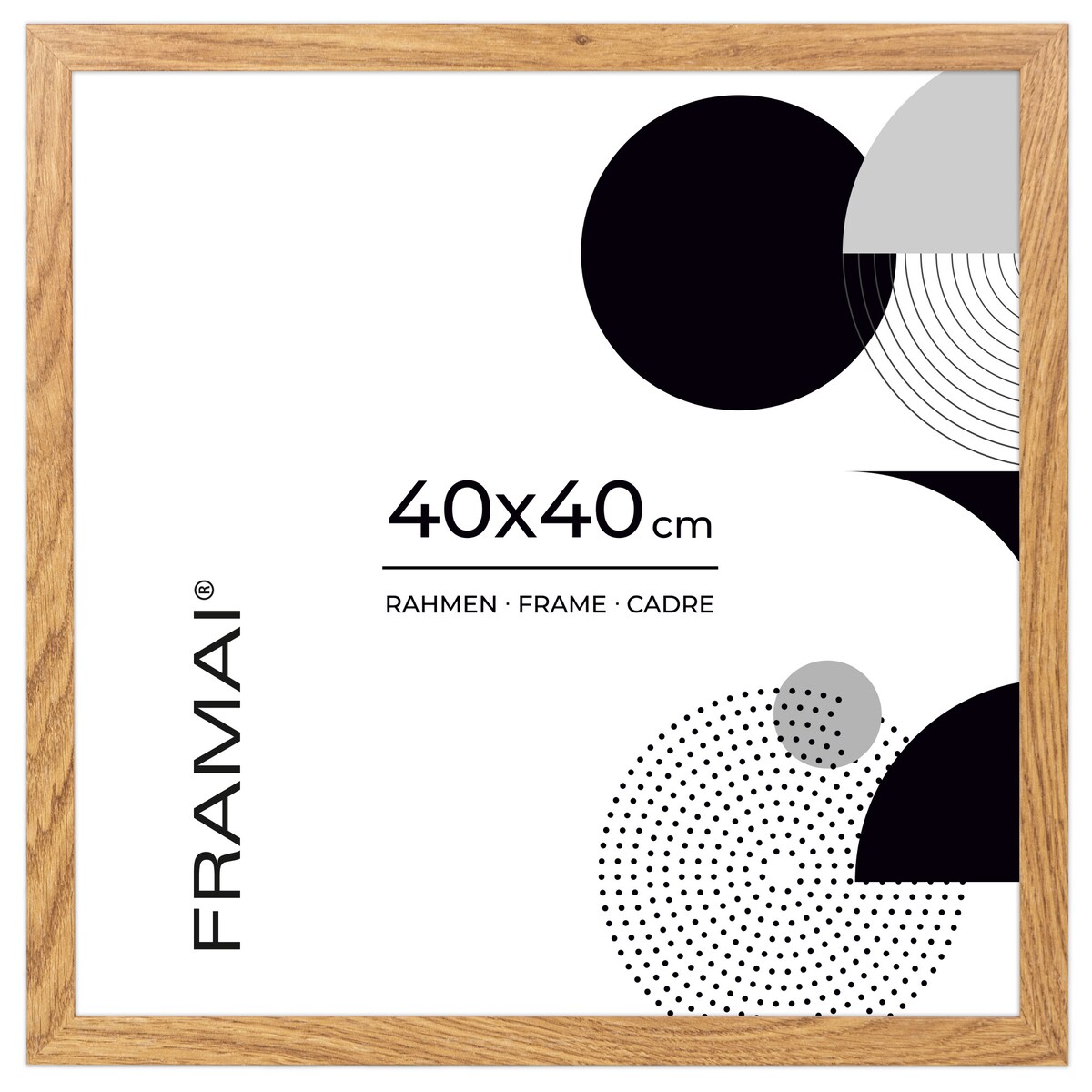 Ramka na zdjęcia 40x40 cm dębowa rama MDF z plexi do powieszenia pion poziom klasyczna kwadratowa ramka FRAMAI®