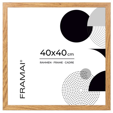 Ramka na zdjęcia 40x40 cm dębowa rama MDF z plexi do powieszenia pion poziom klasyczna kwadratowa ramka FRAMAI®