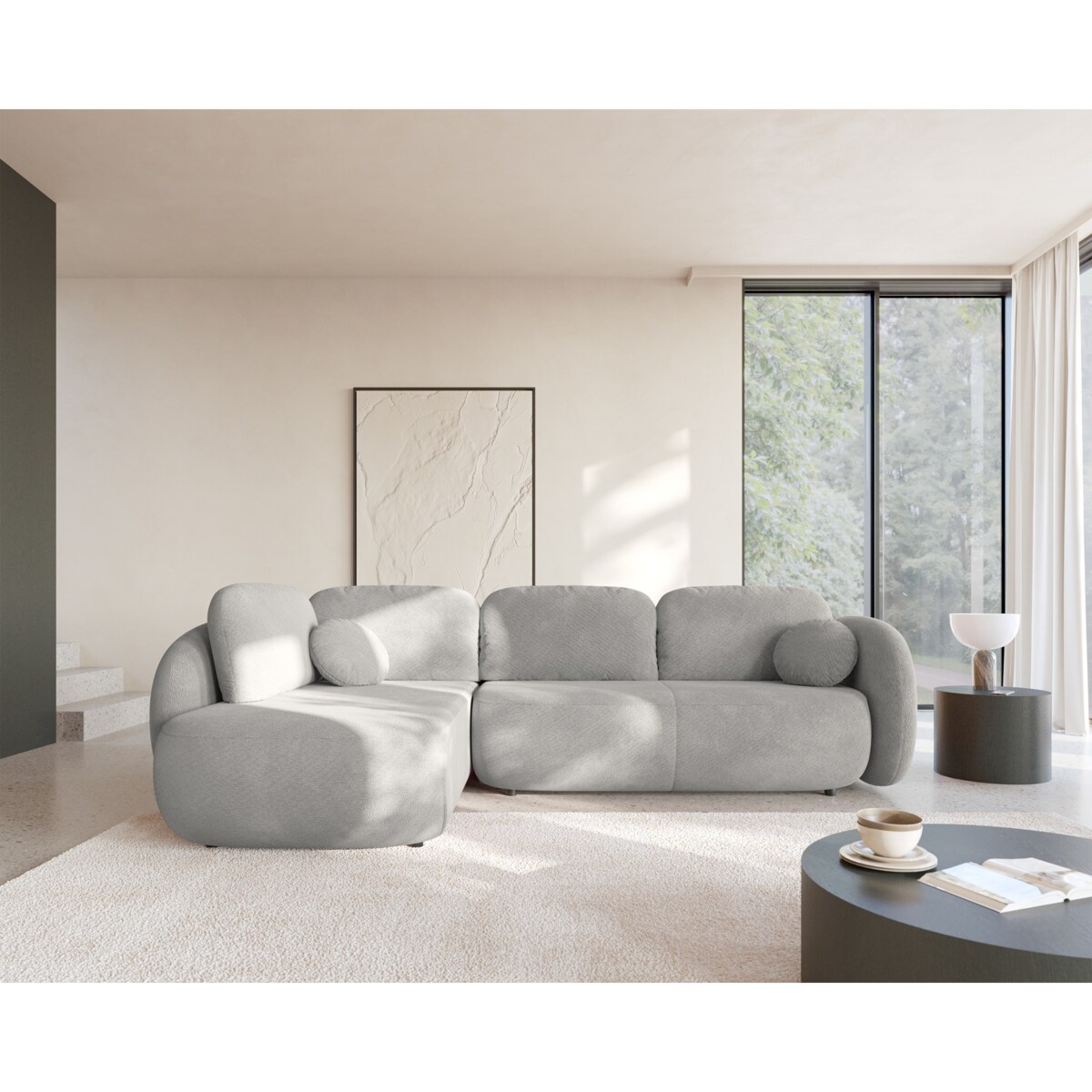 Nowoczesny Narożnik rozkładany OLIVIO II, lewy, szary