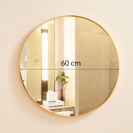 Duże lustro okrągłe industrialne łazienkowe salon sypialnia złote 60cm xxl
