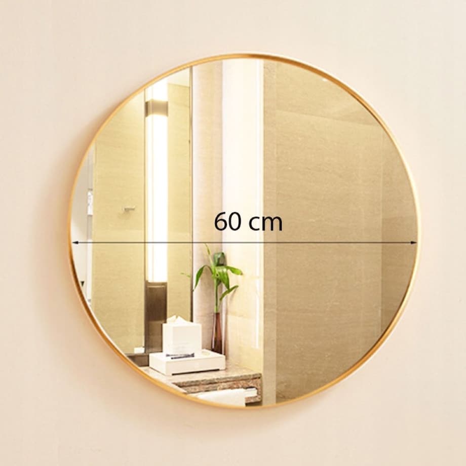 Duże lustro okrągłe industrialne łazienkowe salon sypialnia złote 60cm xxl