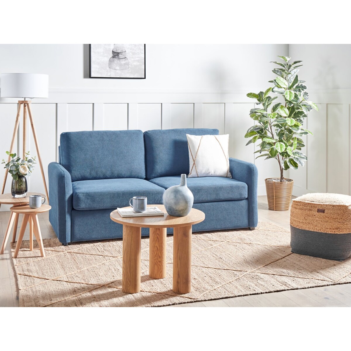 Sofa rozkładana BENNAS Granatowy Tkanina