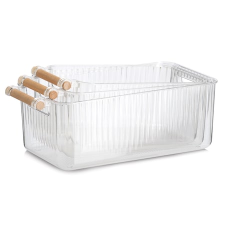 Zestaw organizerów 3 szt. 34x18x12 i 31x17x11,5 i 28x16x11 cm CLOE z bambusowym uchwytem