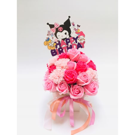 FLOWER BOX RÓŻOWE kwiaty z mydła pachną na urodziny dziewczynki prezent dar