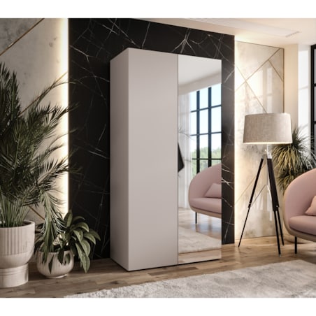 Szafa uchylna z lustrem Sandi 2 100 wys 202 cm Kaszmir + u Czarny