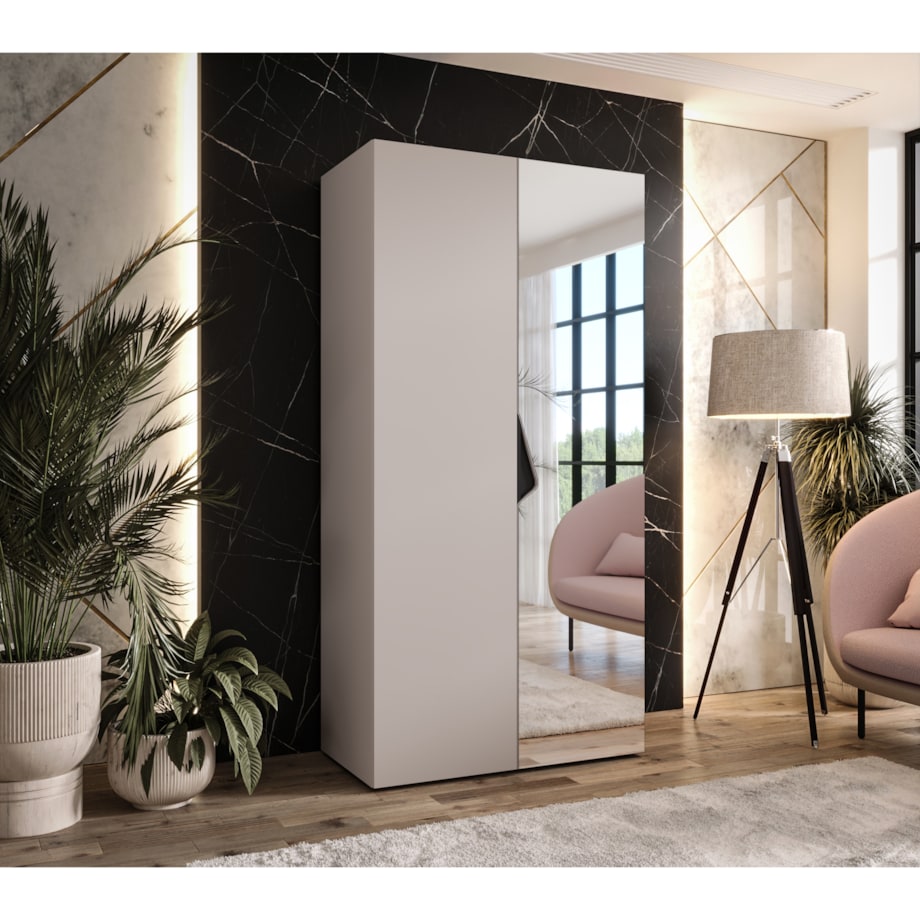 Szafa uchylna z lustrem Sandi 2 100 wys 202 cm Kaszmir + u Czarny