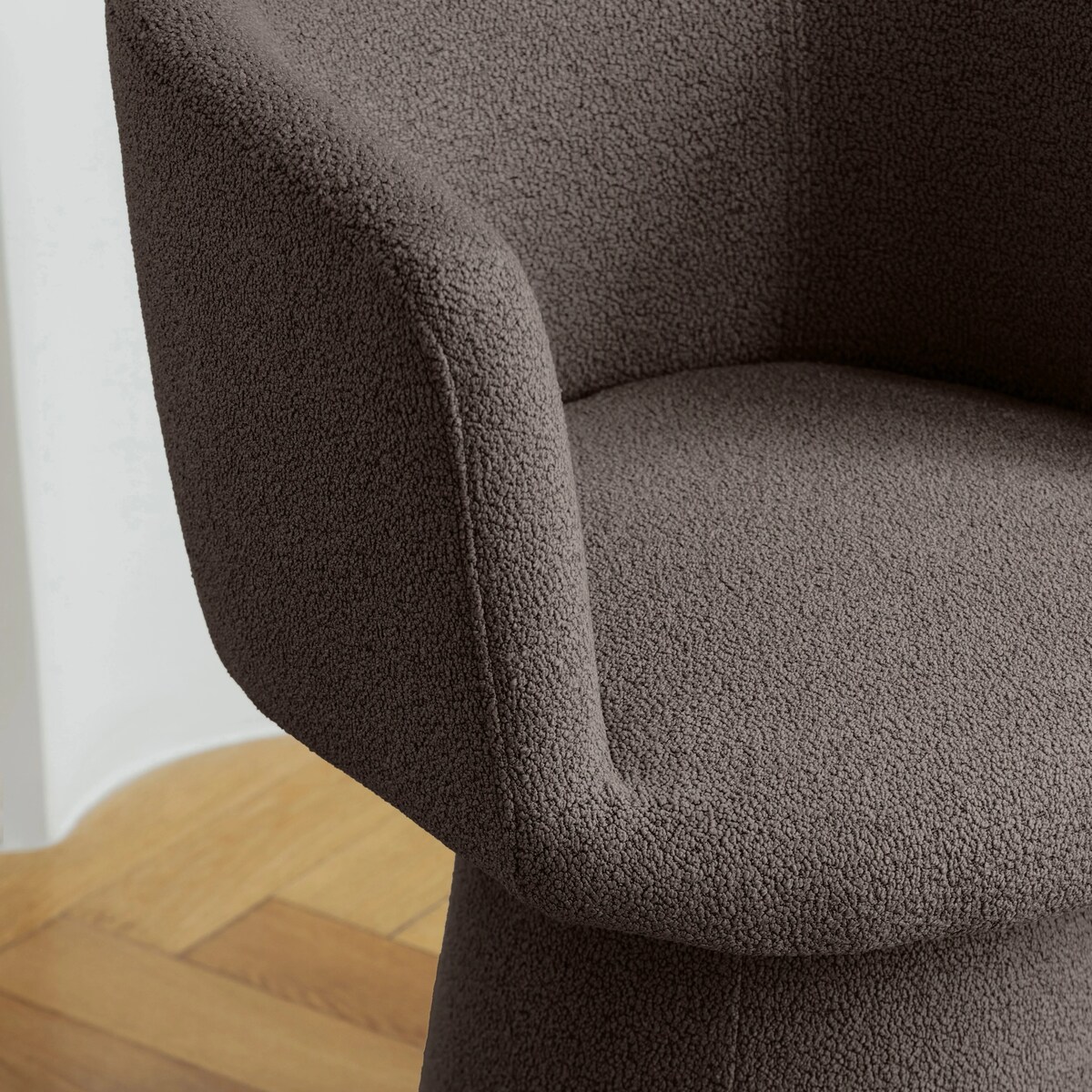 Krzesło obrotowe czekoladowe bouclé Nalf