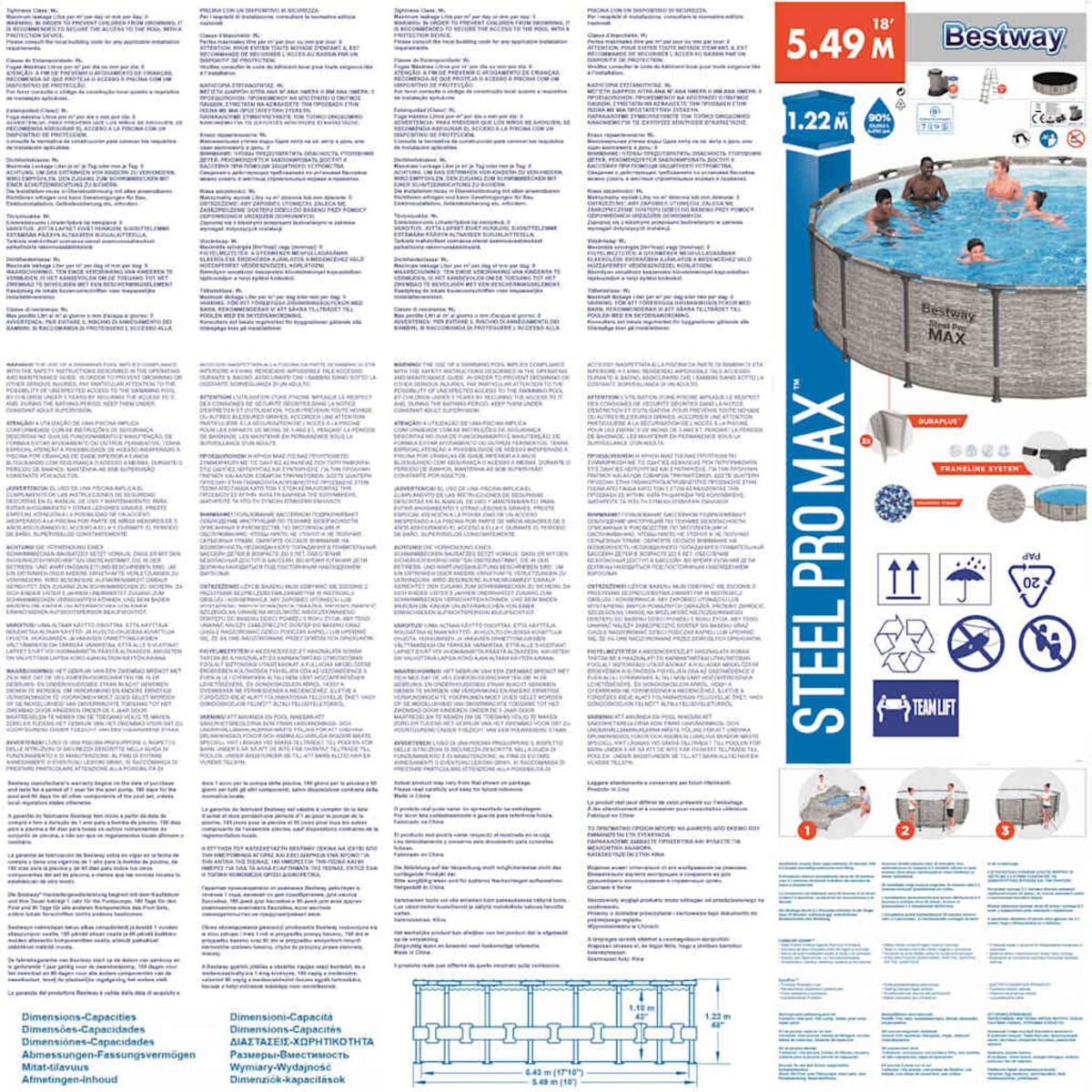 Bestway Basen Power Steel z akcesoriami, 549x122 cm