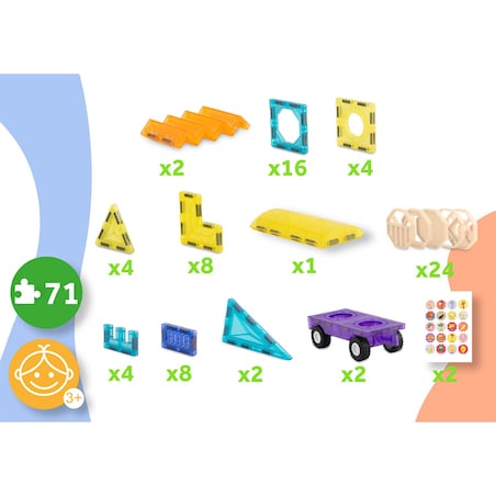 Klocki magnetyczne konstrukcyjne Ricokids RK-782 zestaw 71 el. Kolejka 778200