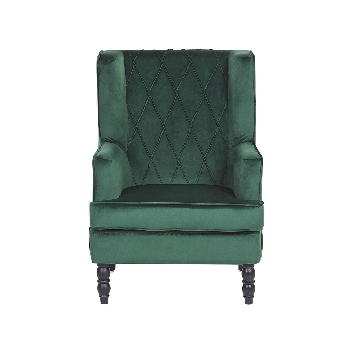 Fotel welurowy z podnóżkiem zielony SANDSET