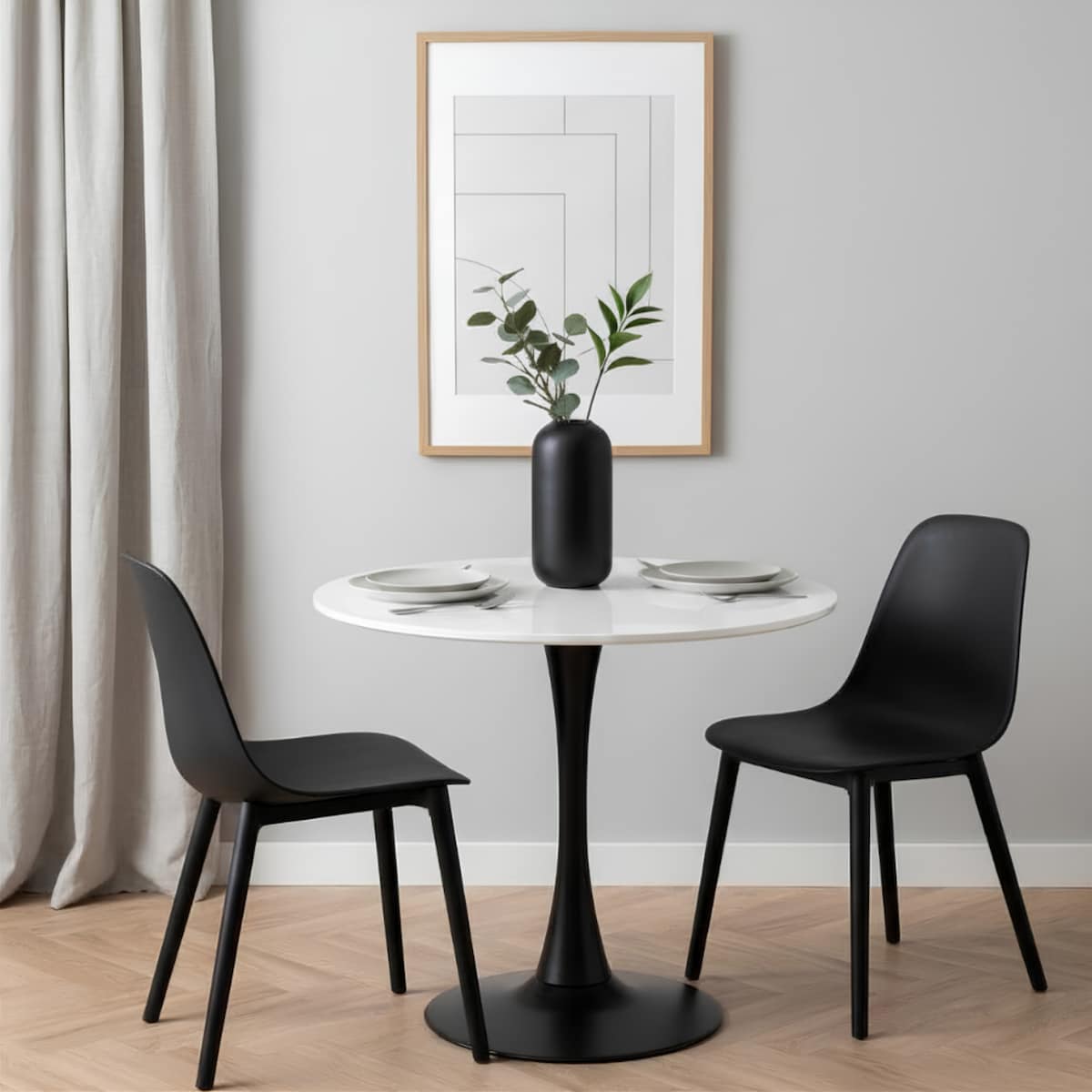 Stół okrągły 80cm biały blat nowoczesny minimalistyczny