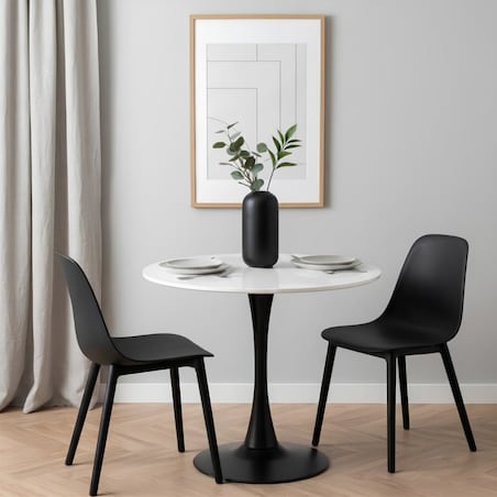 Stół okrągły 80cm biały blat nowoczesny minimalistyczny