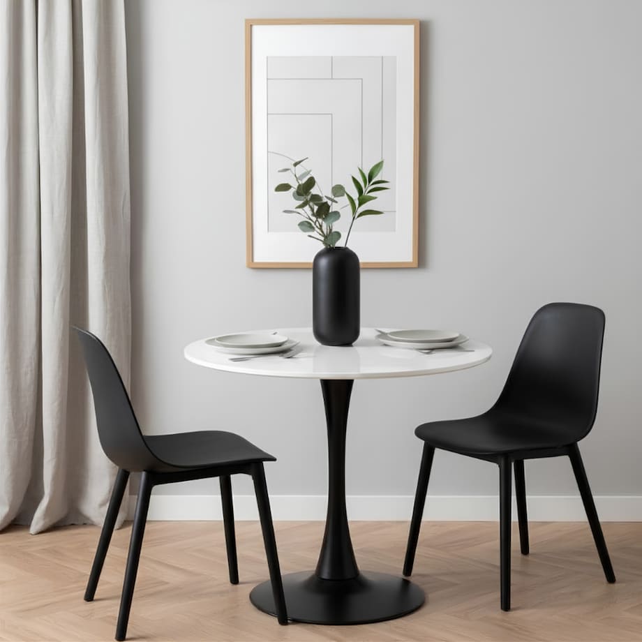 Stół okrągły 80cm biały blat nowoczesny minimalistyczny